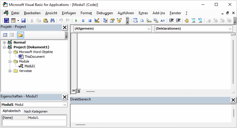 VBA-Editor mit Codefenster